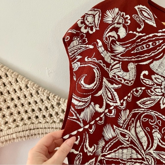 Zara Bloggers Favorite Burnt Brick Red Paisley Print Boxy Tunic Dress - Picture 11 of 12